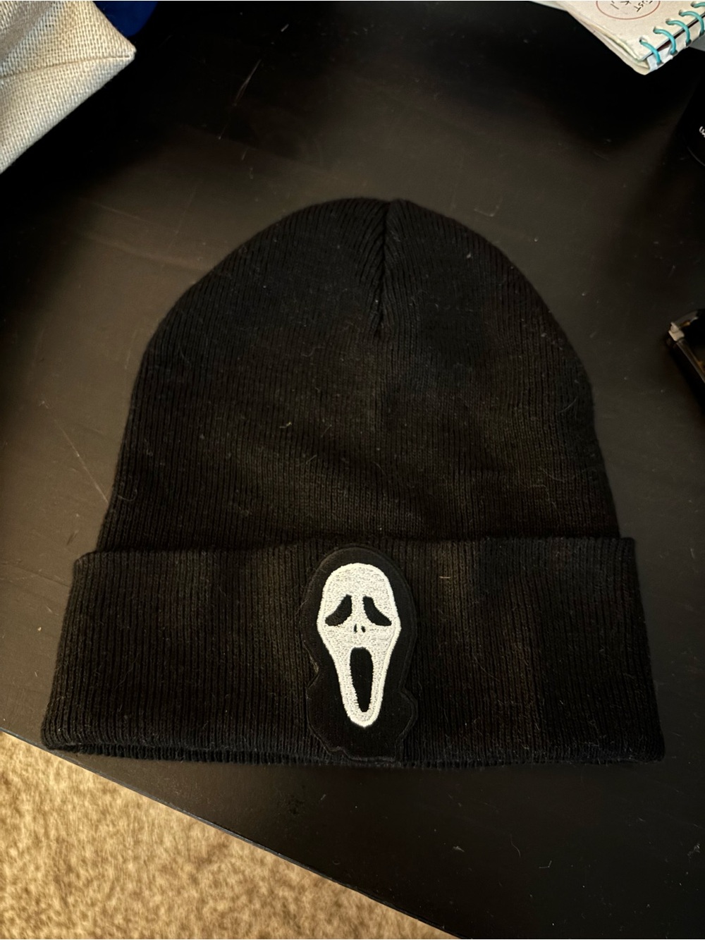 Kids Black “Scream” Beanie Hat